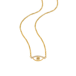 YOUNG BY DILYS' Celestial Eye Fancy Color Diamond Necklace with Diamond Trim in 18K Yellow Gold