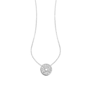 Lucky Coin Necklace in 18K White Gold