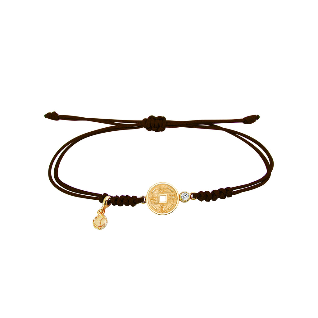 YOUNG BY DILYS' Lucky Coin 如意吉祥 Thread Bracelet in 18K Yellow Gold