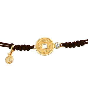 YOUNG BY DILYS' Lucky Coin 福祿壽全 Thread Bracelet in 18K Yellow Gold