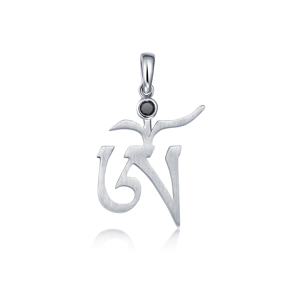 YOUNG BY DILYS' OM Black Diamond Large Pendant in 18K White Gold