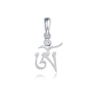 YOUNG BY DILYS' OM White Diamond Pendant in 18K White Gold