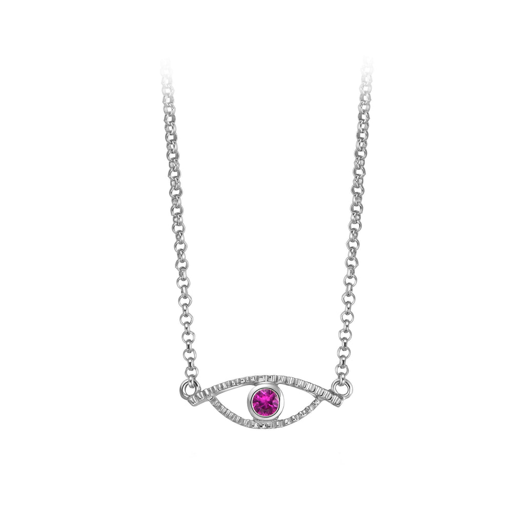 YOUNG BY DILYS' Celestial Eye Pink Sapphire Necklace in 18KWG