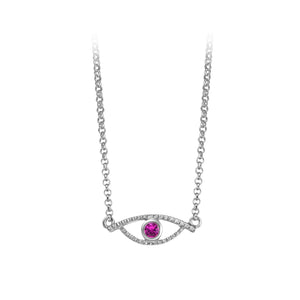 YOUNG BY DILYS' Celestial Eye Pink Sapphire Necklace in 18KWG