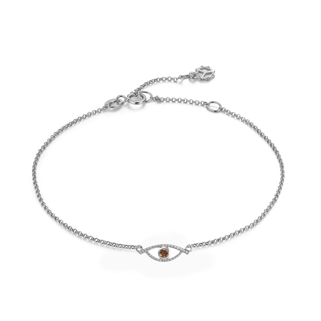 YOUNG BY DILYS' Celestial Eye Fancy Brown Diamond Chain Bracelet in 18KWG