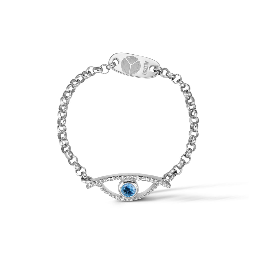 YOUNG BY DILYS' Celestial Eye Blue Topaz Ring in 925 Sterling Silver