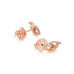 YOUNG BY DILYS' Celestial Eye Brown Diamond Ear Studs with Diamond Trim in 18KRG