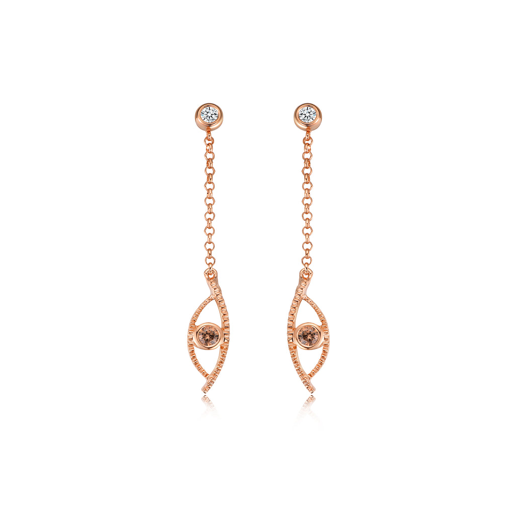 YOUNG BY DILYS' Celestial Eye Fancy Brown Diamond Earrings in 18K Rose Gold