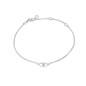 YOUNG BY DILYS' Celestial Eye White Diamond Chain Bracelet with Diamond Trim in 18K White Gold