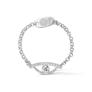 YOUNG BY DILYS' Celestial Eye White Diamond Ring with Diamond Trim in 18K White Gold