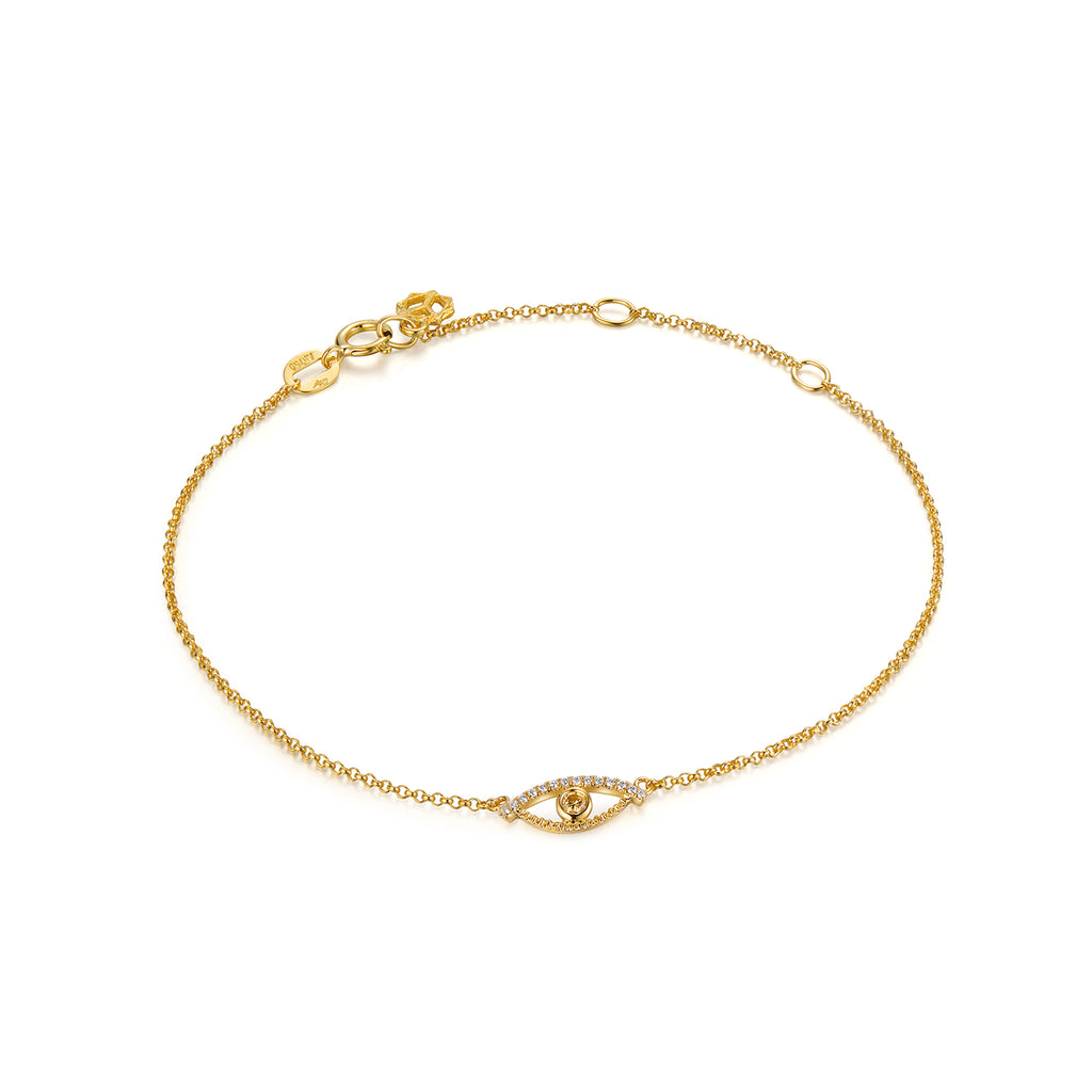 YOUNG BY DILYS' Celestial Eye Fancy Color Diamond Chain Bracelet with Diamond Trim in 18K Yellow Gold