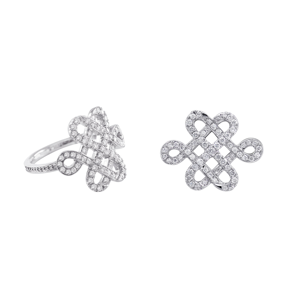 YOUNG BY DILYS' Legacy Eternal Knot Ring in 18K White Gold