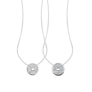 YOUNG BY DILYS' Lucky Coin 福緑壽全 Reversible Necklace in 18K White Gold
