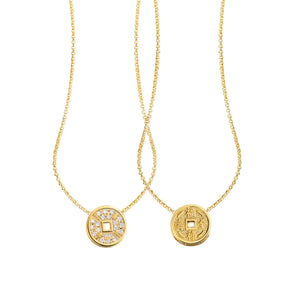 YOUNG BY DILYS' Lucky Coin 福緑壽全 Reversible Necklace in 18K Yellow Gold