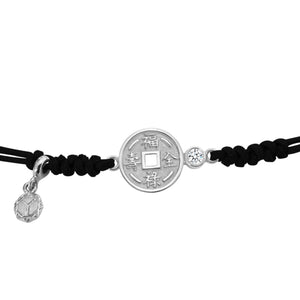 YOUNG BY DILYS' Lucky Coin 福祿壽全 Thread Bracelet in 18K White Gold