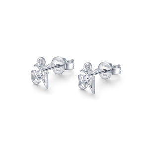 YOUNG BY DILYS' OM Ear Studs in 18K White Gold