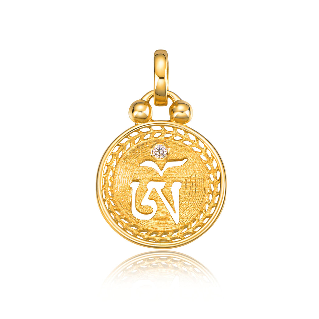YOUNG BY DILYS' OM Mini Concave Pendant in 18K Yellow Gold