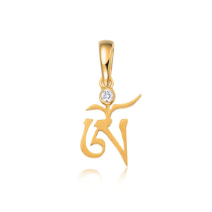 YOUNG BY DILYS' OM White Diamond Small Pendant in 18K Yellow Gold