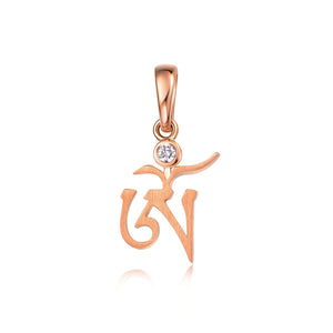 YOUNG BY DILYS' OM White Diamond Small Pendant in 18K Rose Gold