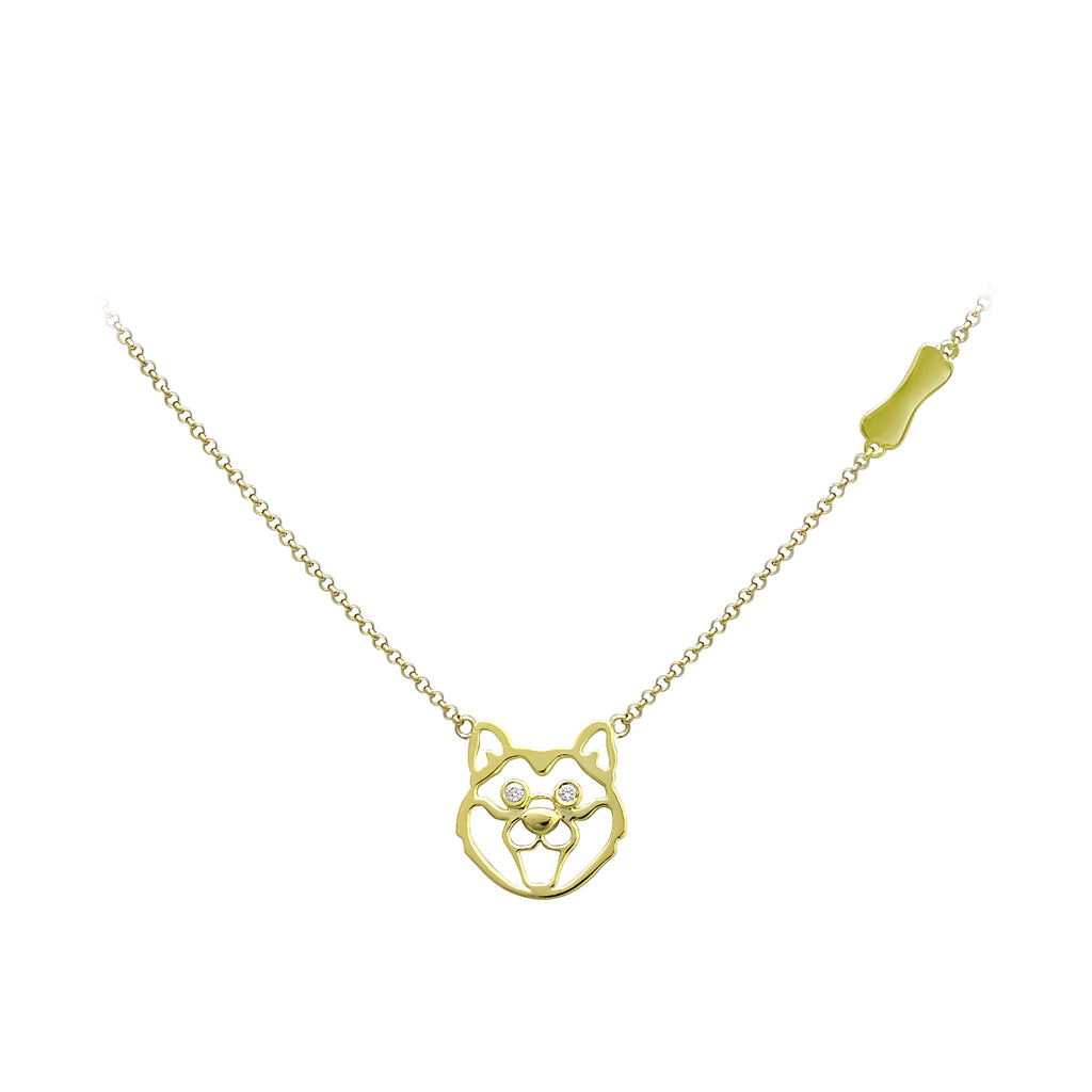 YOUNG BY DILYS' Precious Shiba Inu Necklace in 18K Yellow Gold