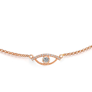 YOUNG BY DILYS' Celestial Eye White Diamond Chain Bracelet with Diamond Trim in 18K Rose Gold